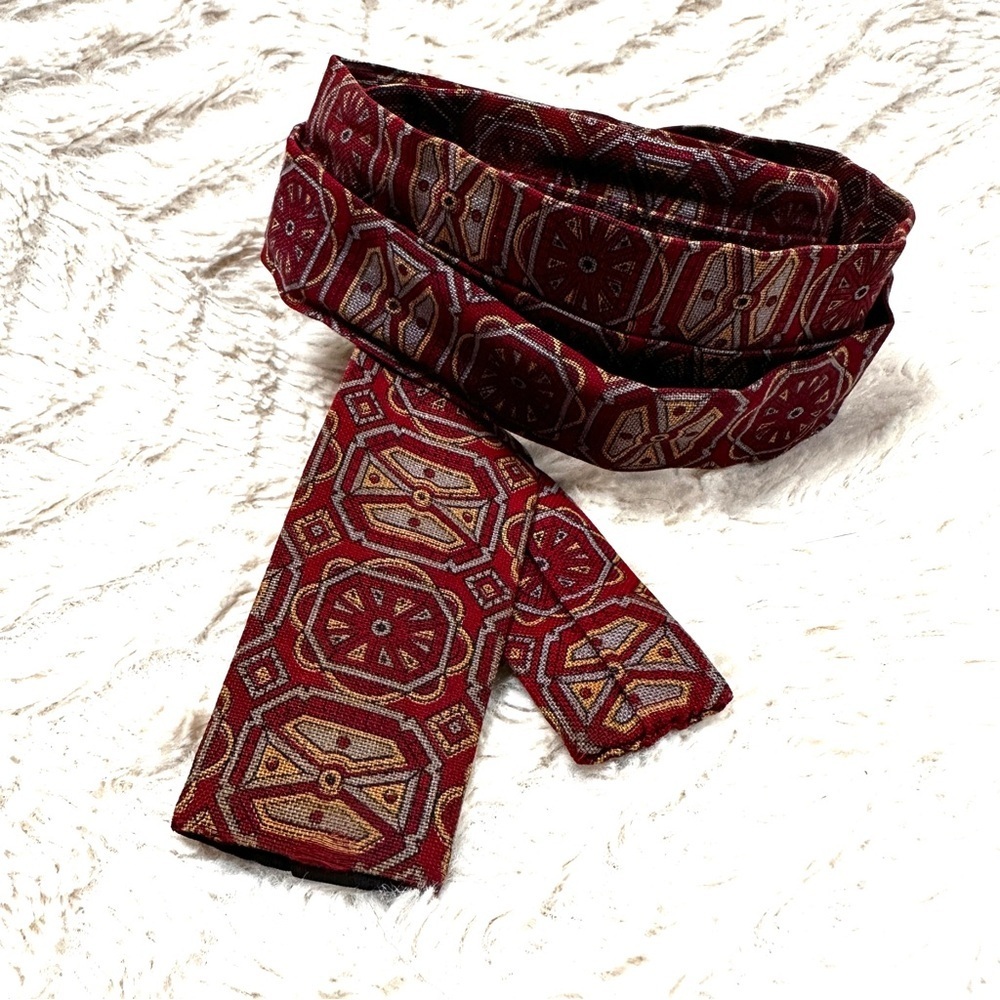 Vintage Rooster Mens Tie Retro Geometric Pattern Classic Skinny Style Necktie